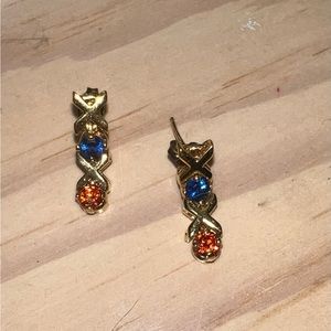 Women’s orange and blue stud earrings